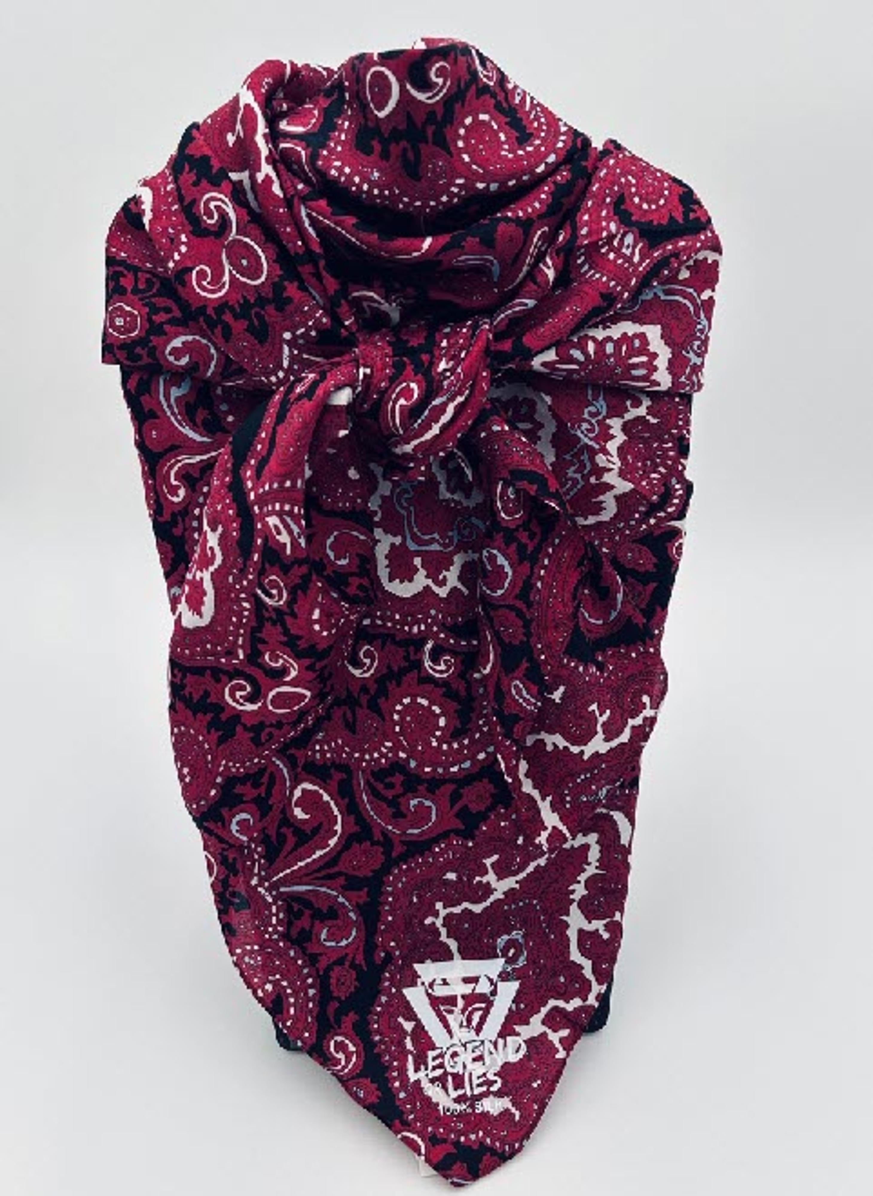 Legend or Lies 42'x42' XL Silk Wild Rag Red & Black Paisley