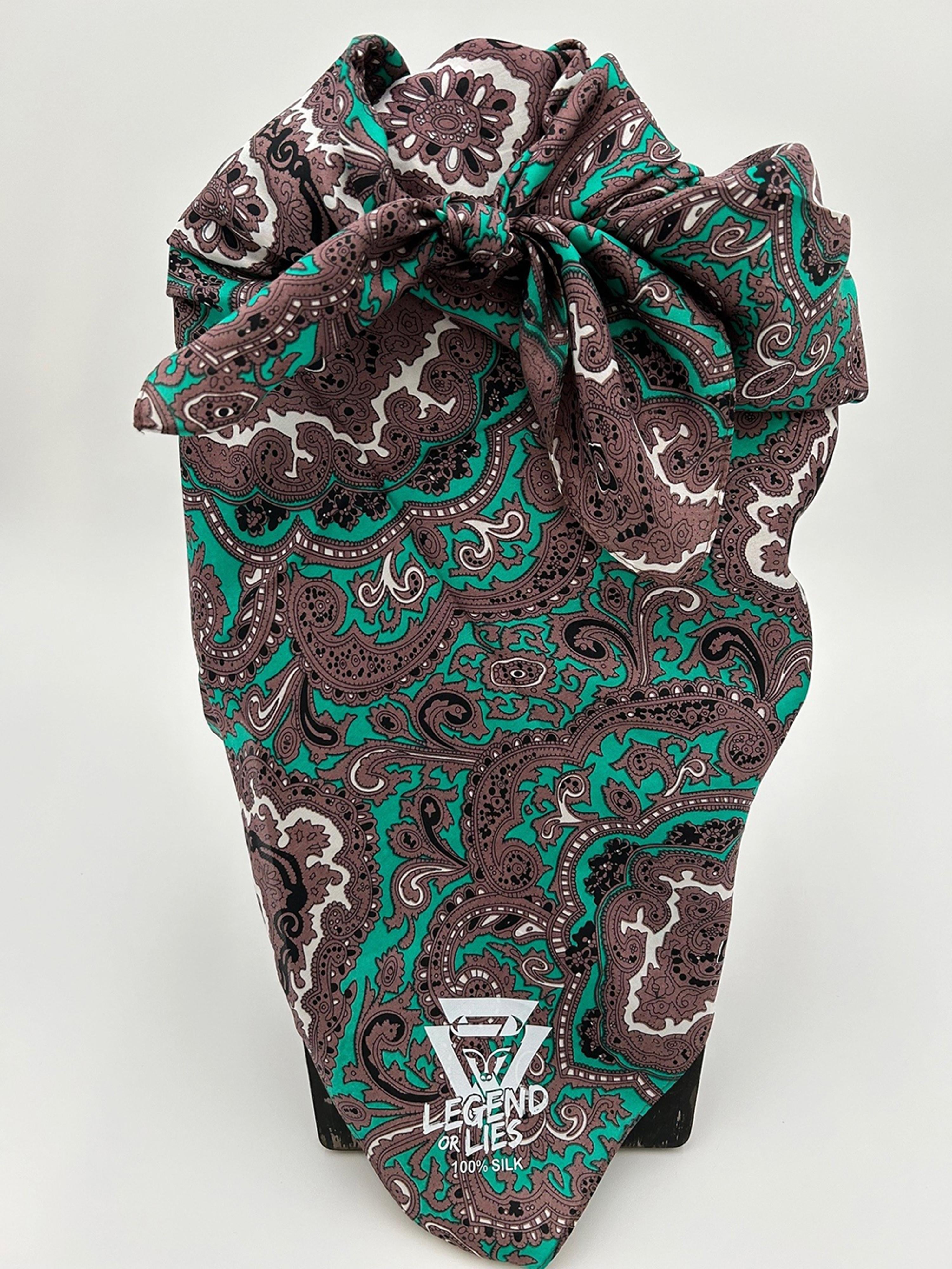 Legend or Lies 34'x34' LG Silk Wild Rag Bandana Green & Chocolate