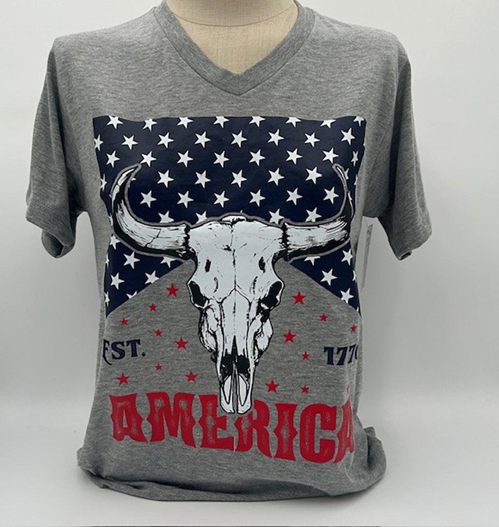 Legend or Lies America 1776 Steer Head V-Neck T-Shirt