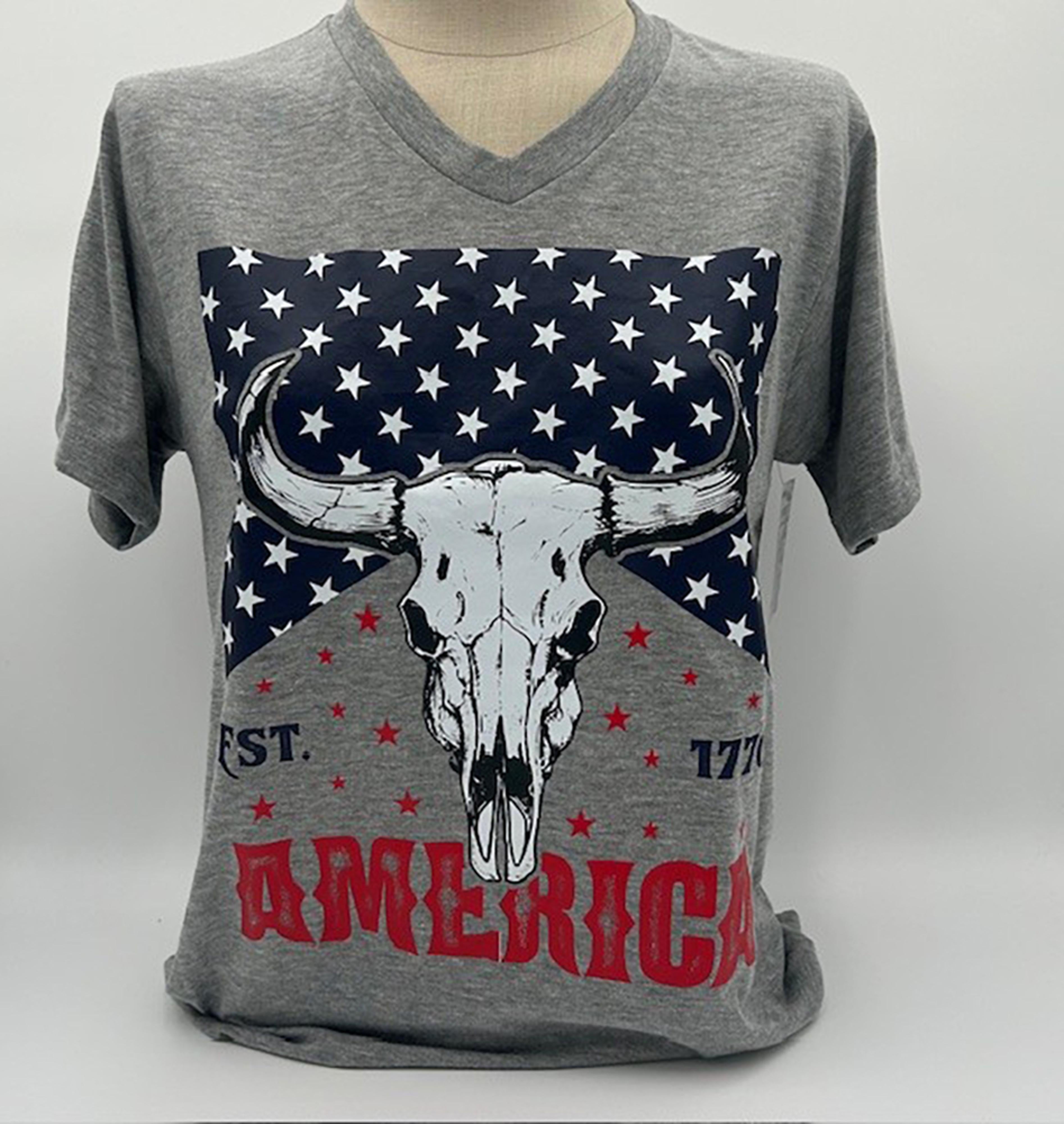 Legend or Lies America 1776 Steer Head V-Neck T-Shirt