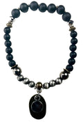 Legend or Lies Simple Beaded Stretch Black Frost Bracelet