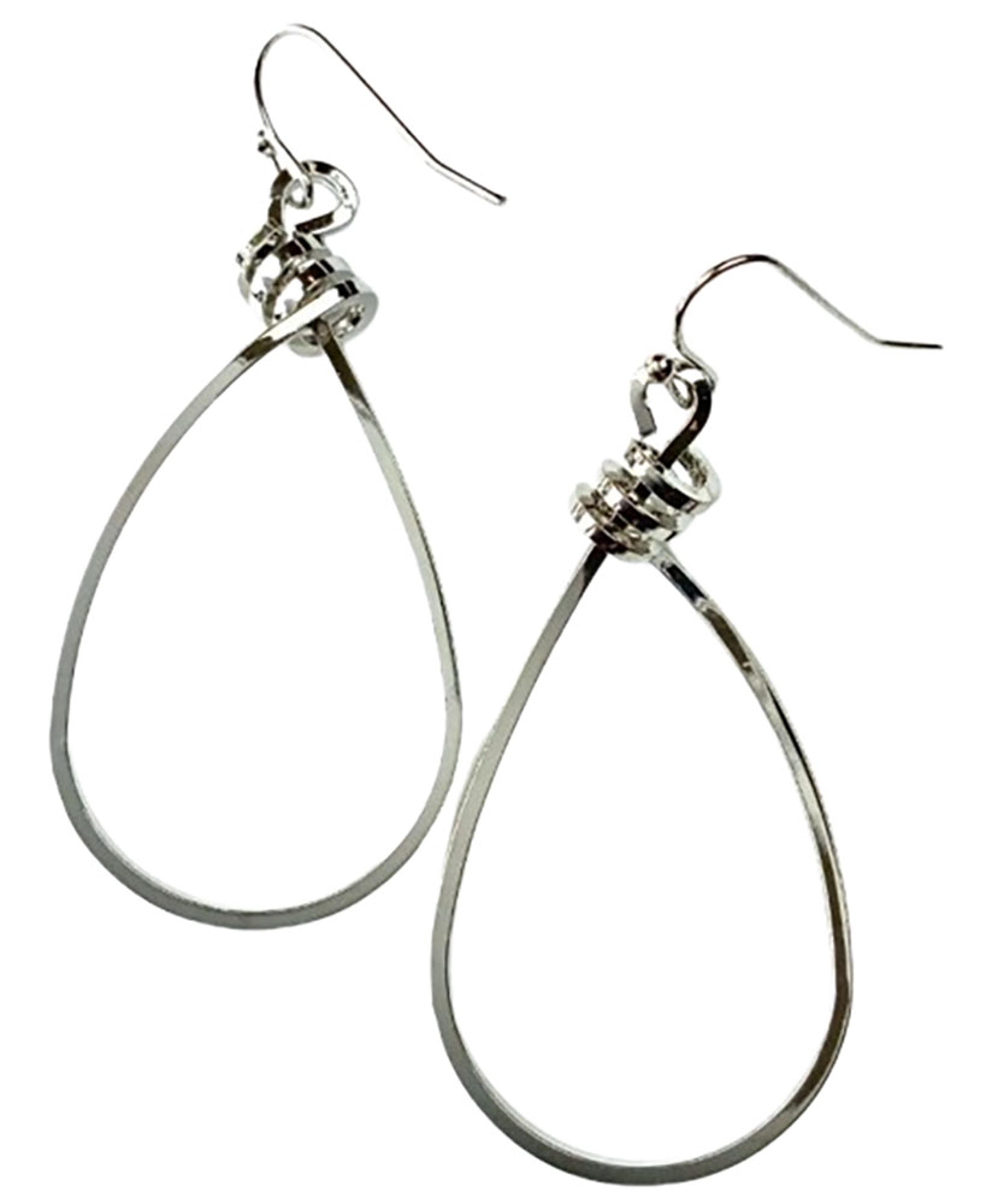 Legend or Lies Silver Barbed Teardrop Fish Hook Earrings