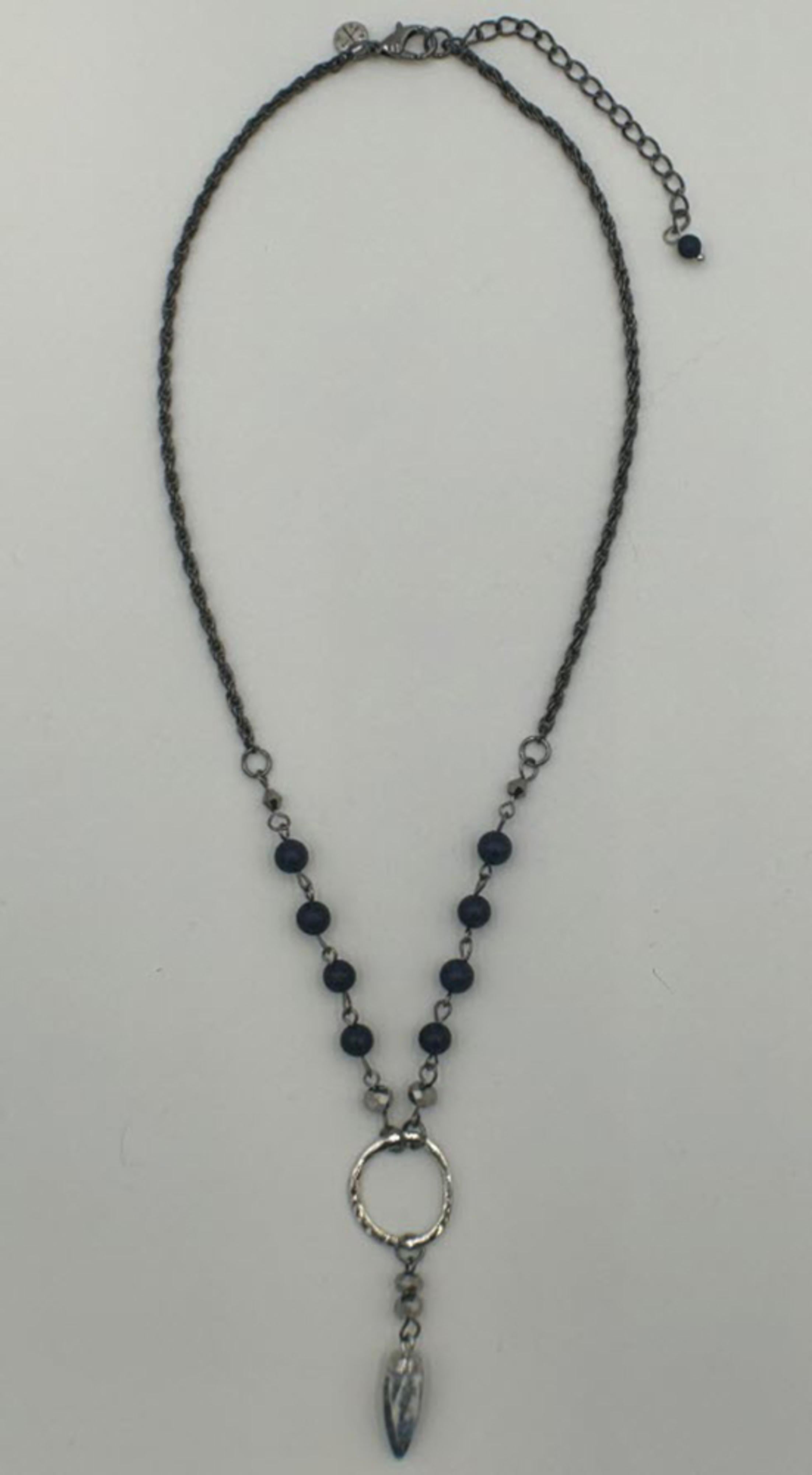 Legend or Lies Hammered Blueberry Rosaried Stone Necklace
