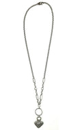 Legend or Lies Mixed Chain Carved Heart Pendant Necklace