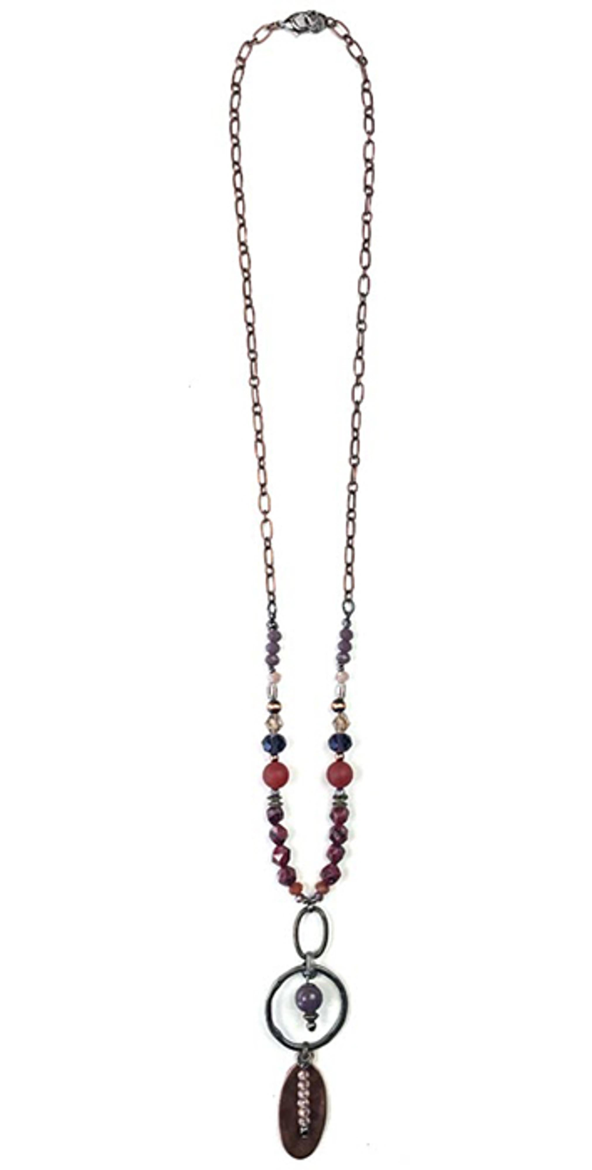 Legend or Lies Plum Beaded Chain with Dangle Necklace