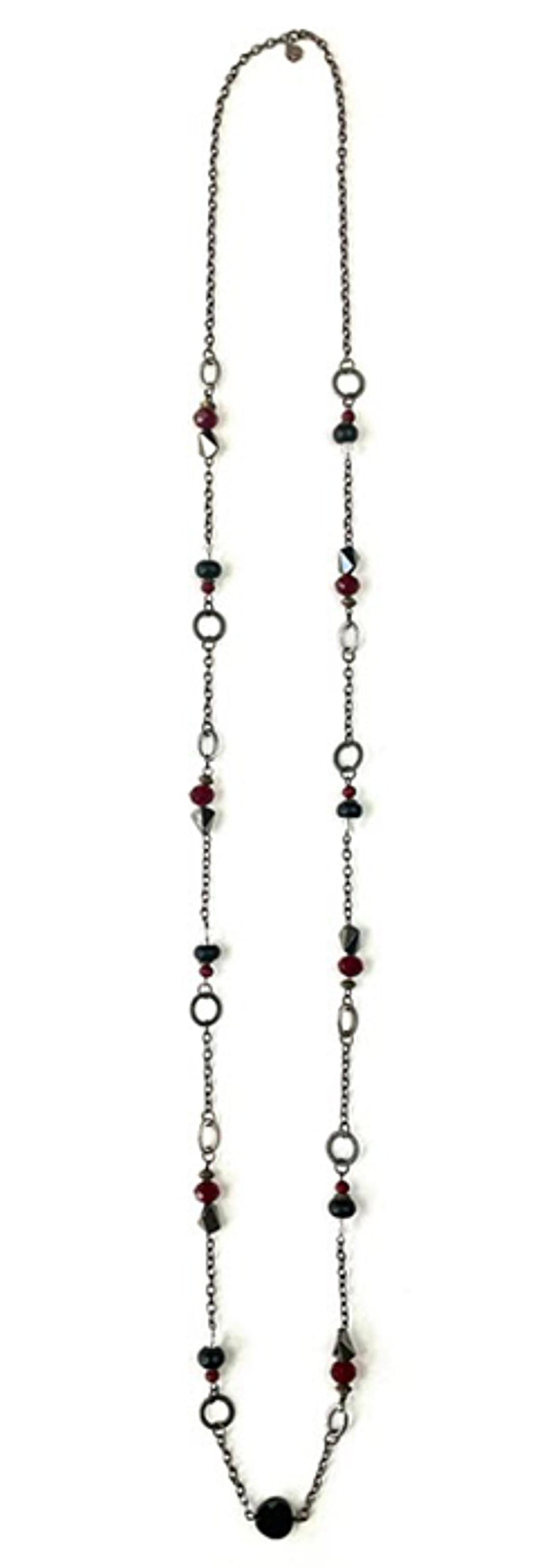 Legend or Lies Mixed Beads Black & Burgundy Necklace