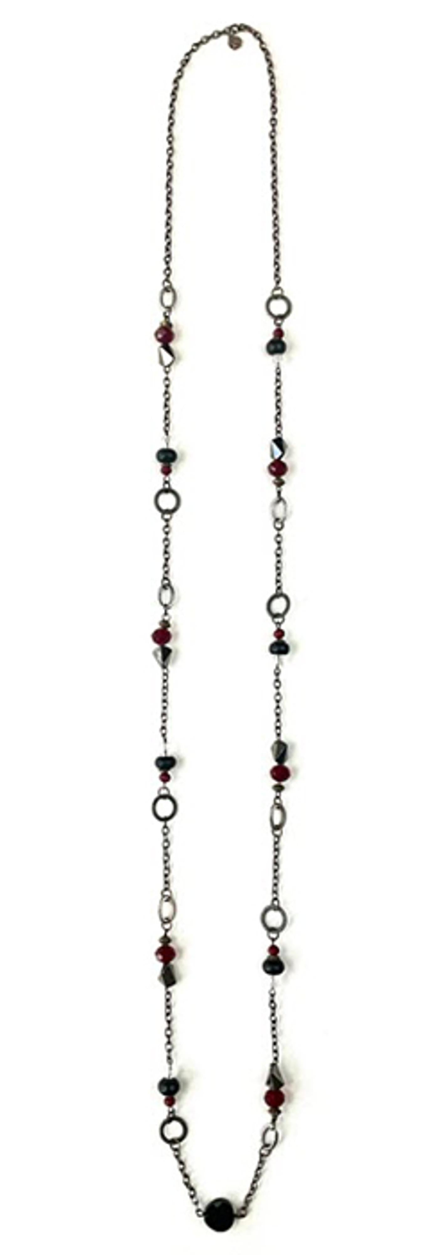 Legend or Lies Mixed Beads Black & Burgundy Necklace