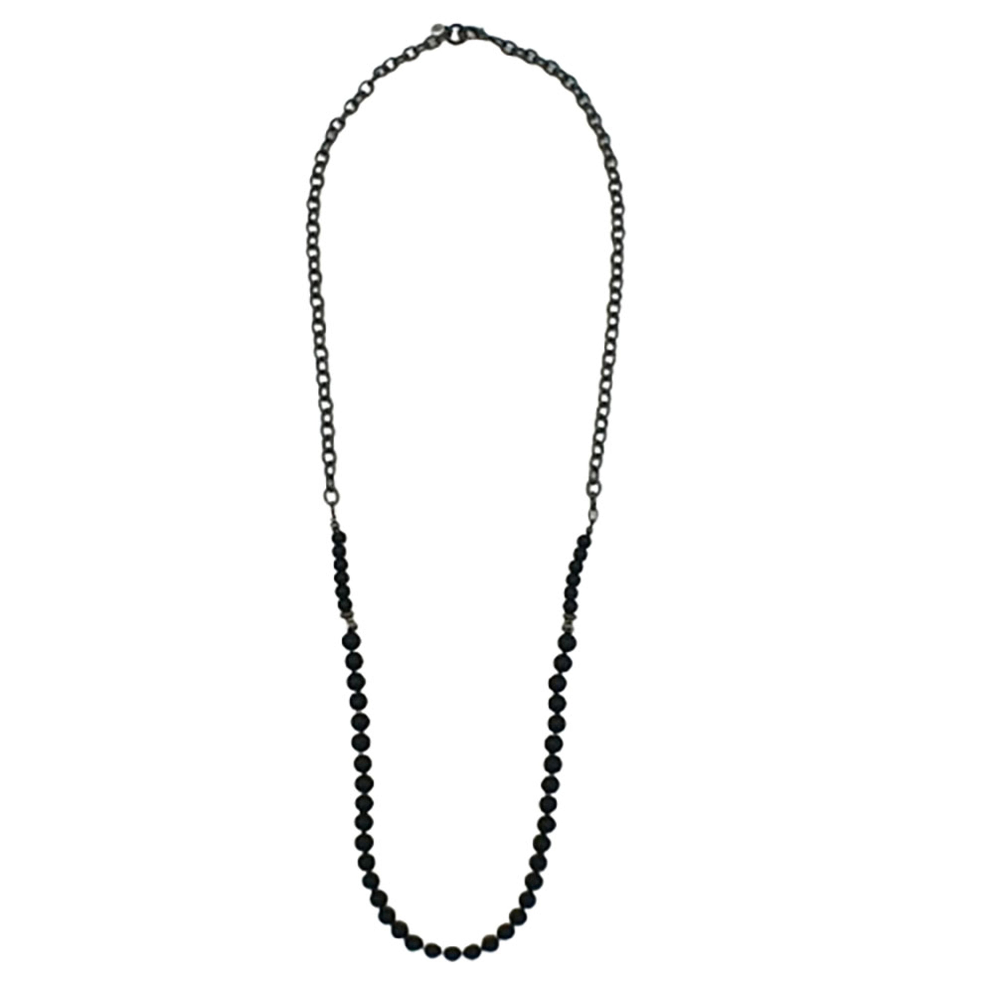 Legend or Lies Black Frost Metal and Beaded Necklace