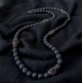Legend or Lies Mens Black Agate Lava Stone 23' Lucky Necklace