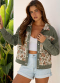 Legend or Lies Ribbed Retro Floral Patchwork Shirt Jacket