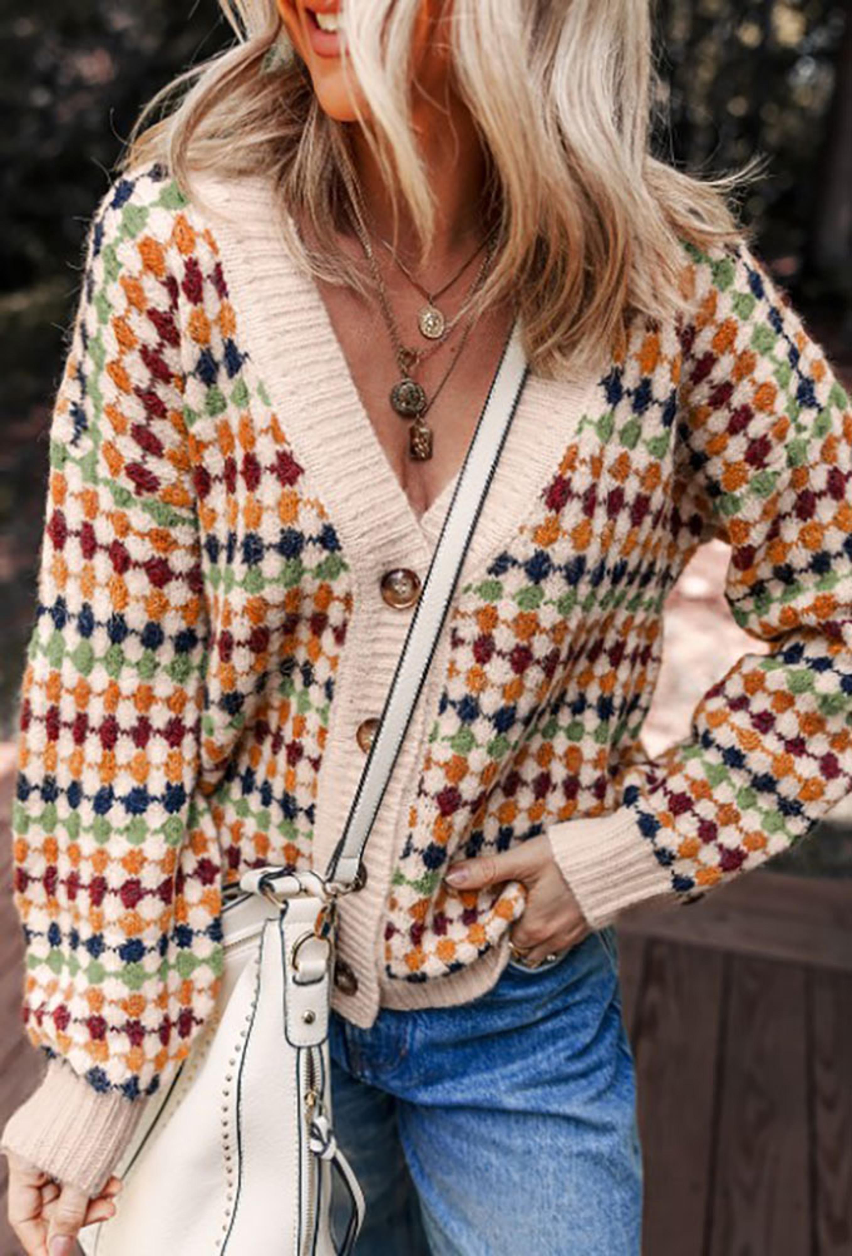 Legend or Lies Dotty Pattern Knit Button Sweater Cardigan