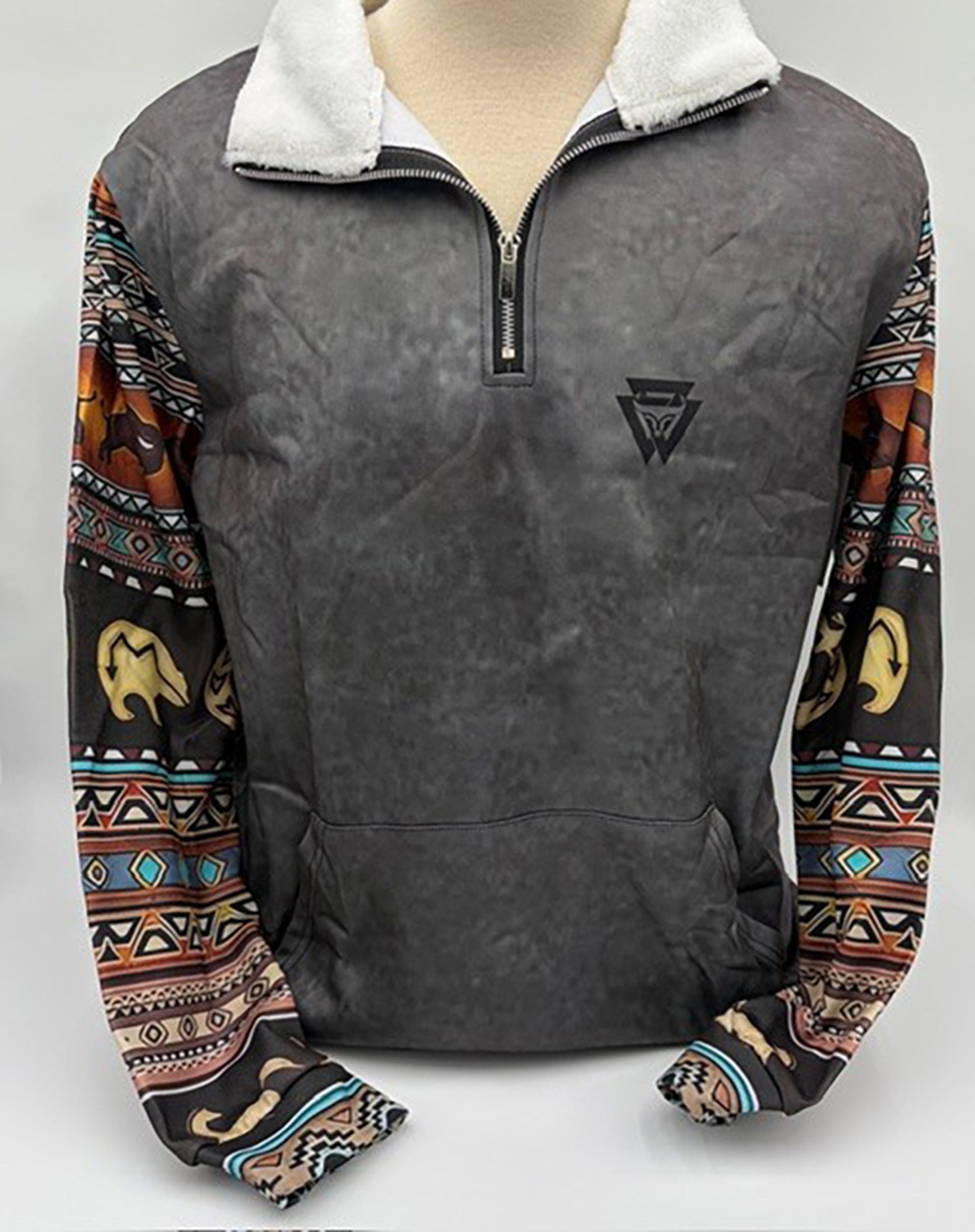 Legend or Lies 1/4-Zip Aztec Sleeve Sherpa Collar Sweatshirt