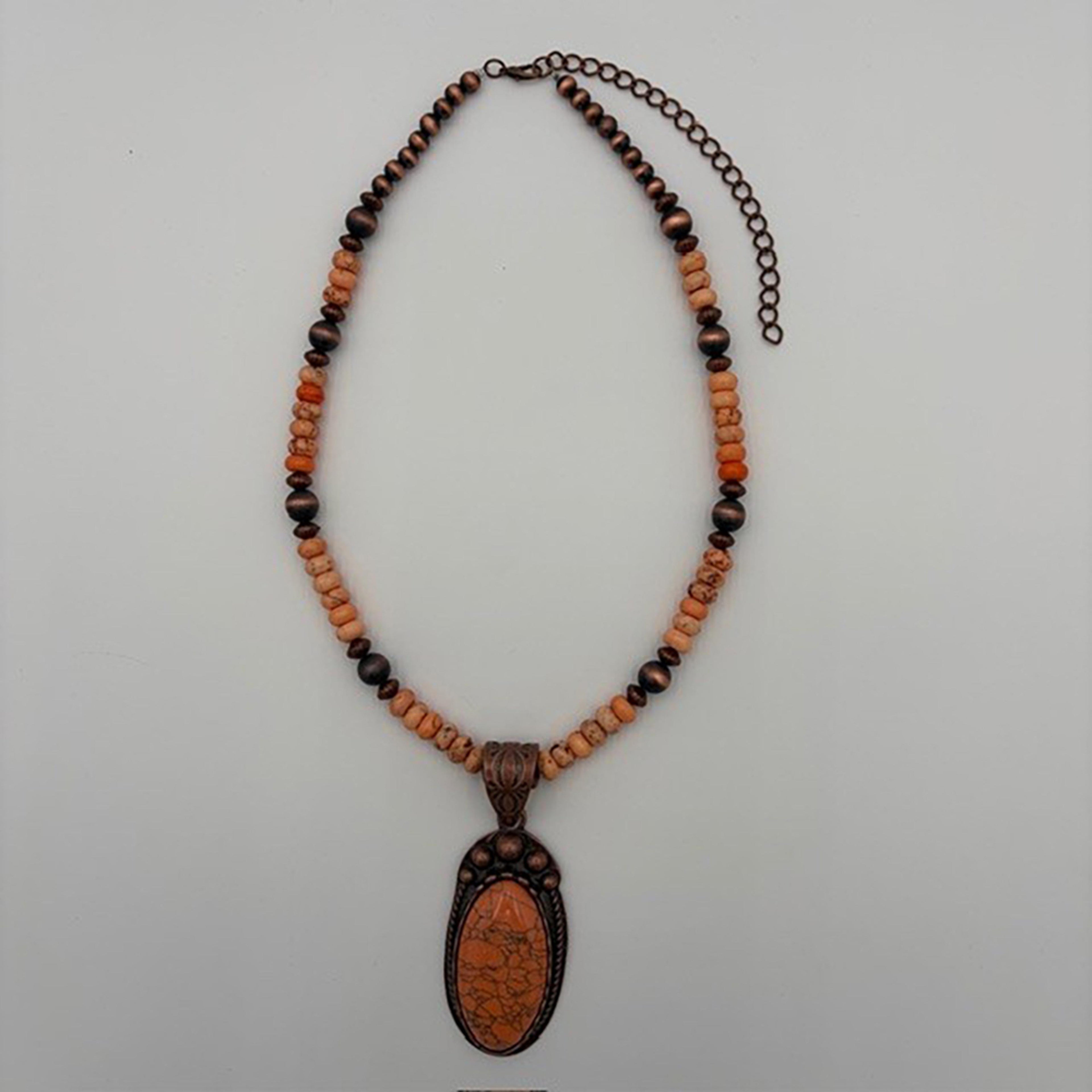 Legend or Lies Coral Stone Large Pendant Necklace LLLPCRBS