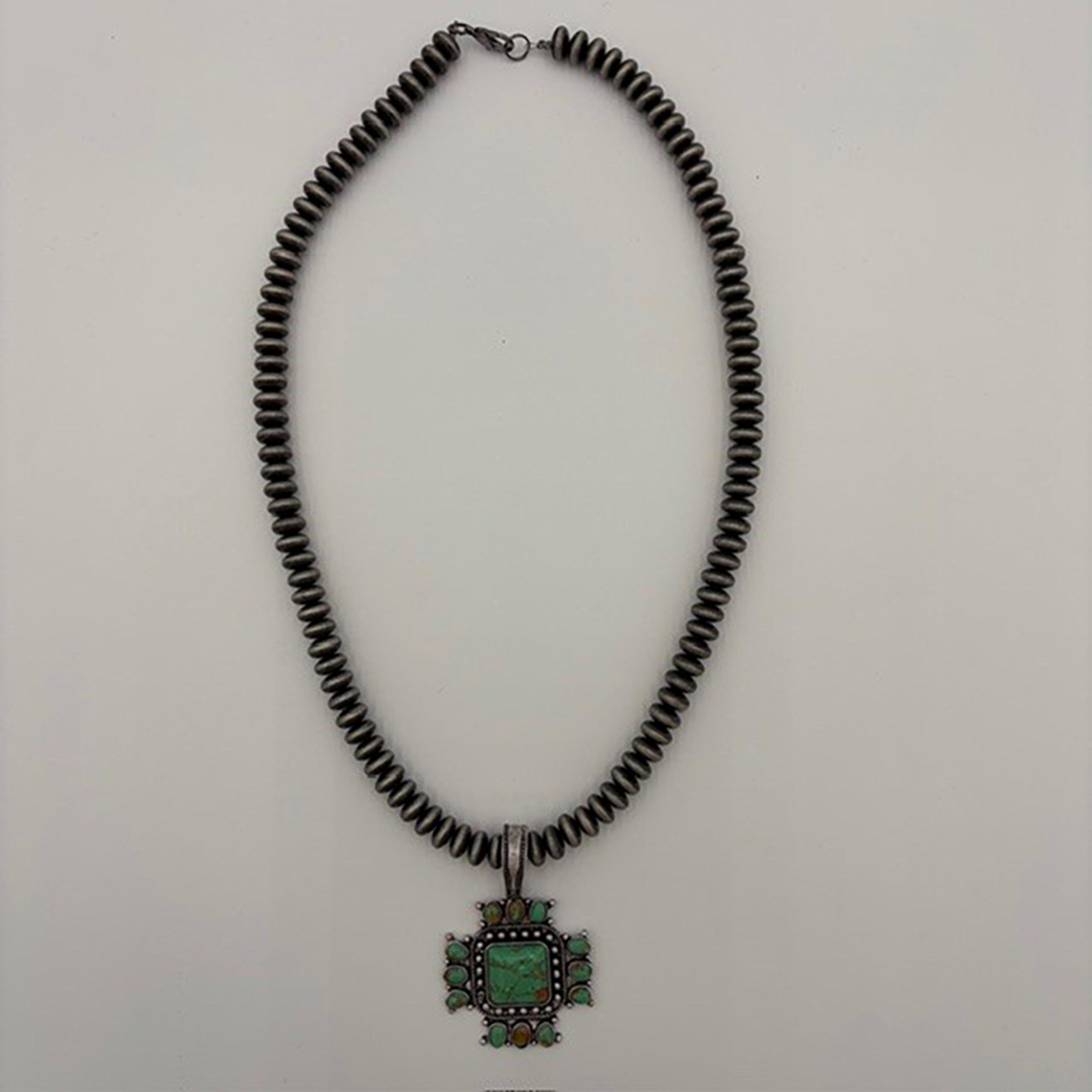 Legend or Lies Turquoise Silver Beaded Cross Necklace