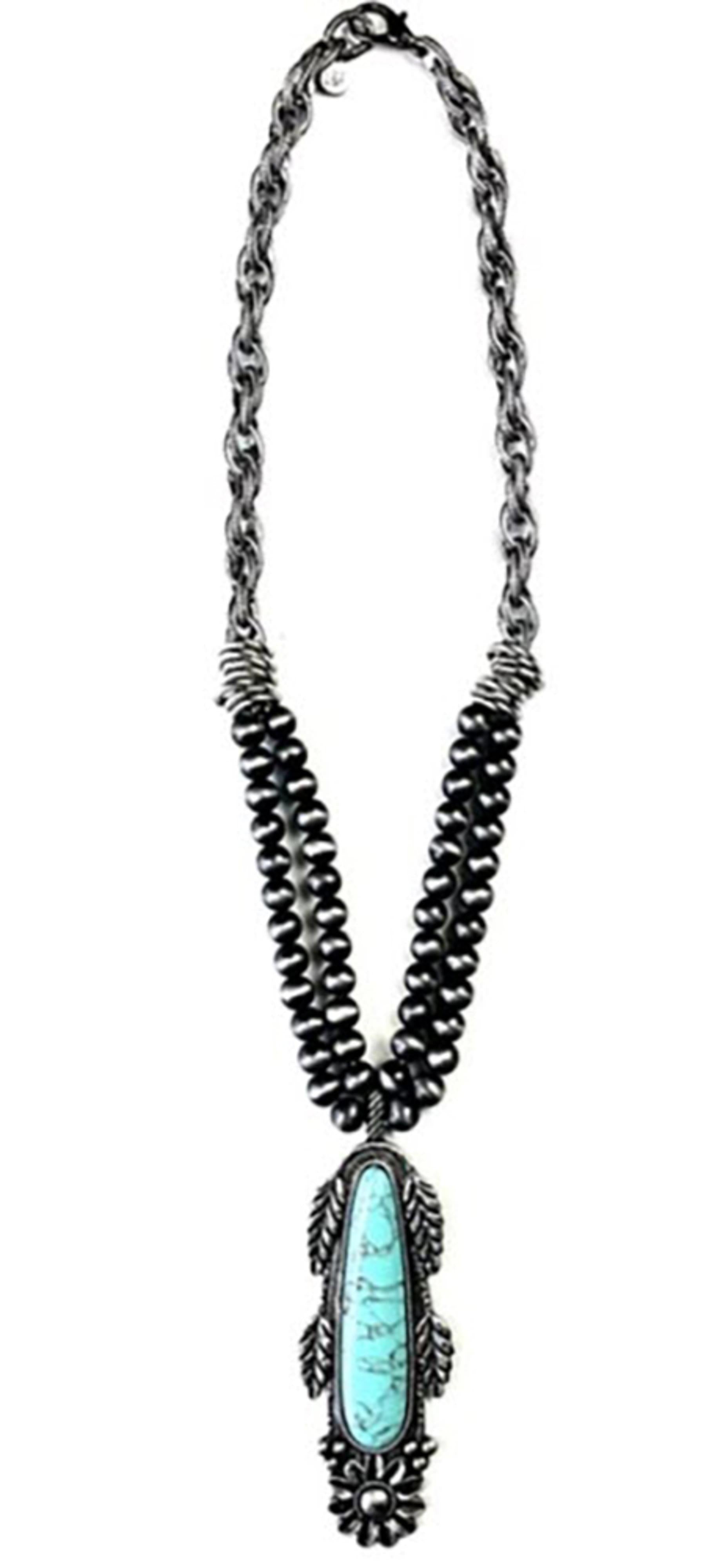 Legend or Lies Faux Navajo Pearl Beads On Chain with Pendant