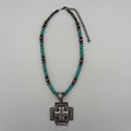 Legend or Lies Turquoise Beaded Cross 22' Necklace