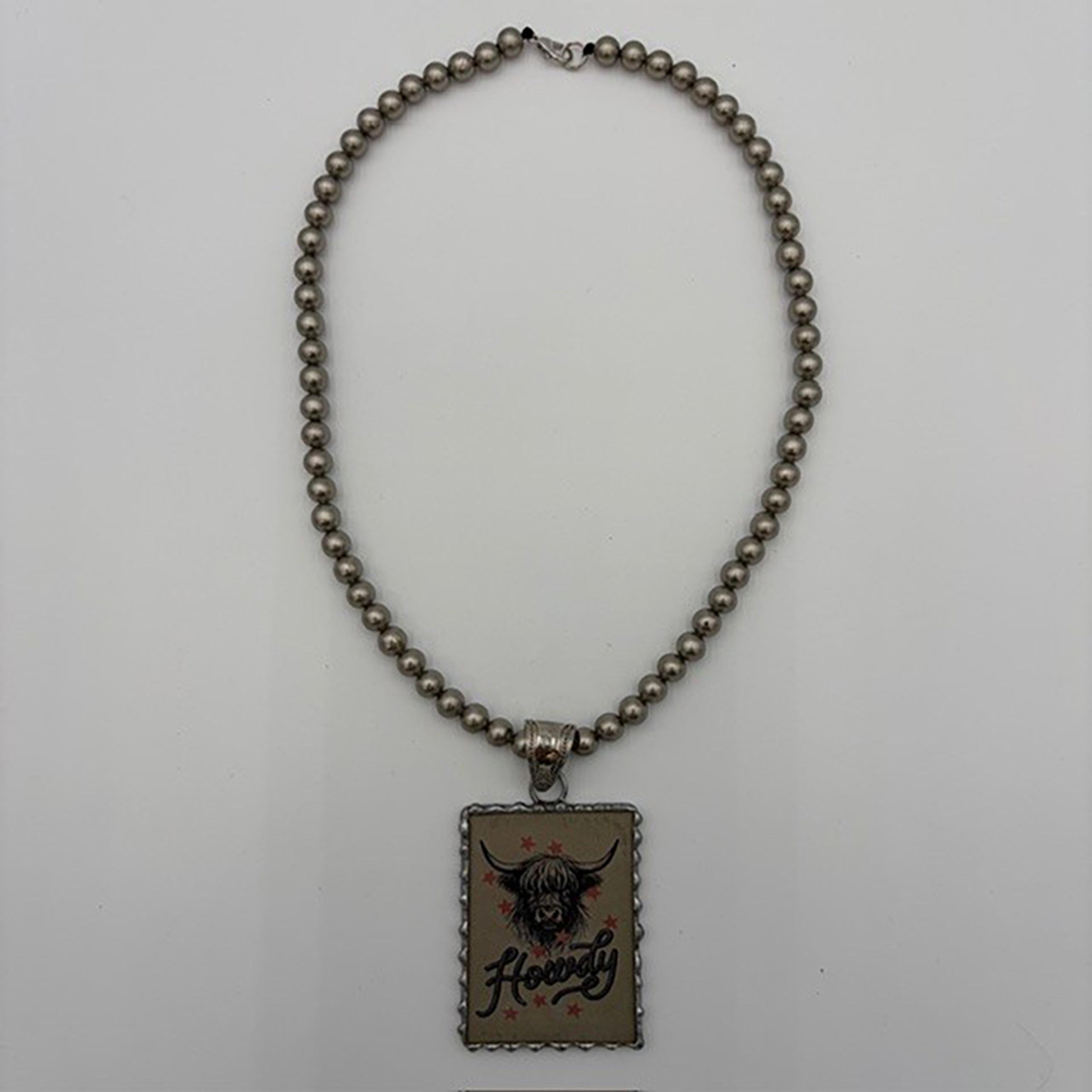 Legend or Lies Silver Beaded Howdy Pendant 19' Necklace