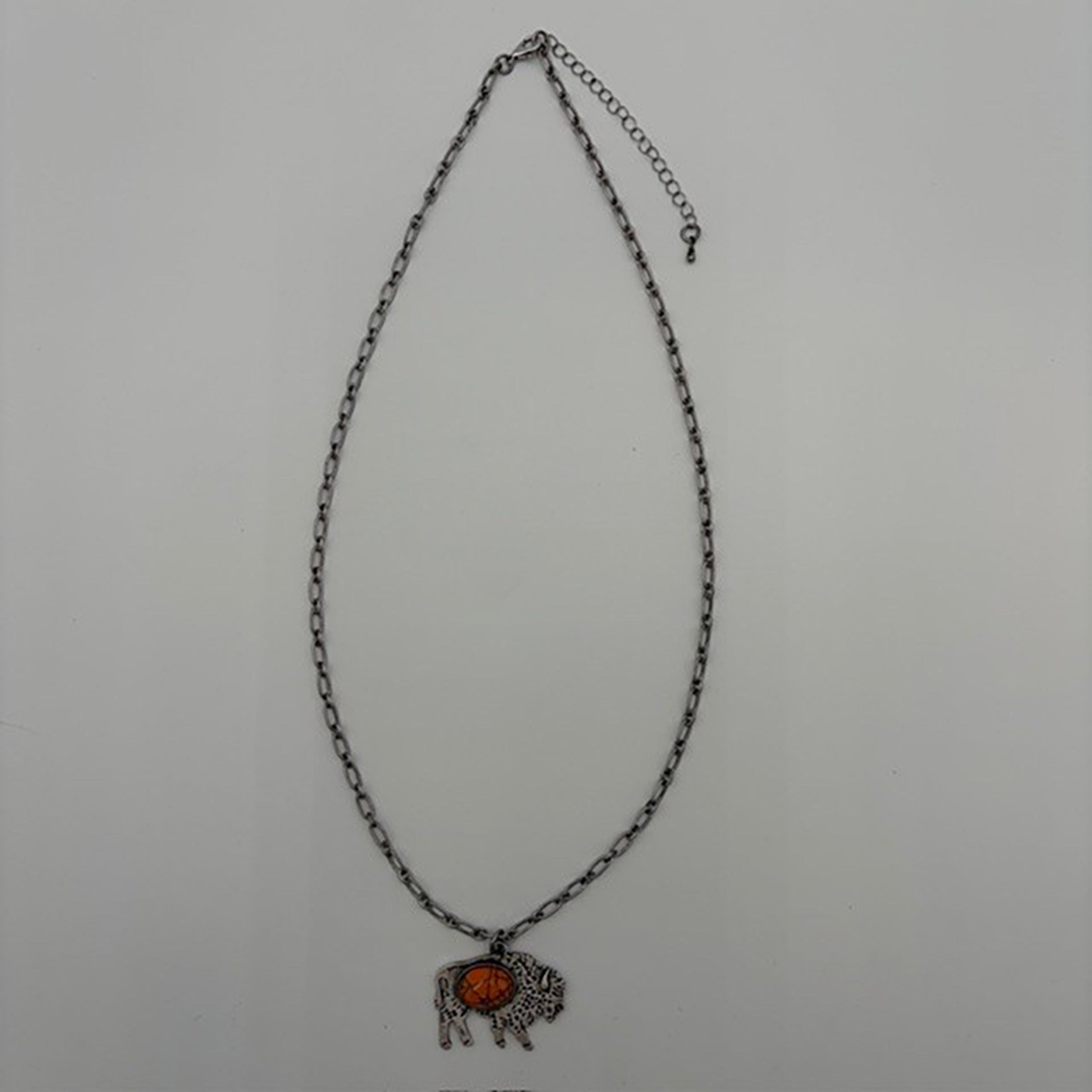 Legend or Lies Buffalo Roam Stone Pendant 22' Necklace
