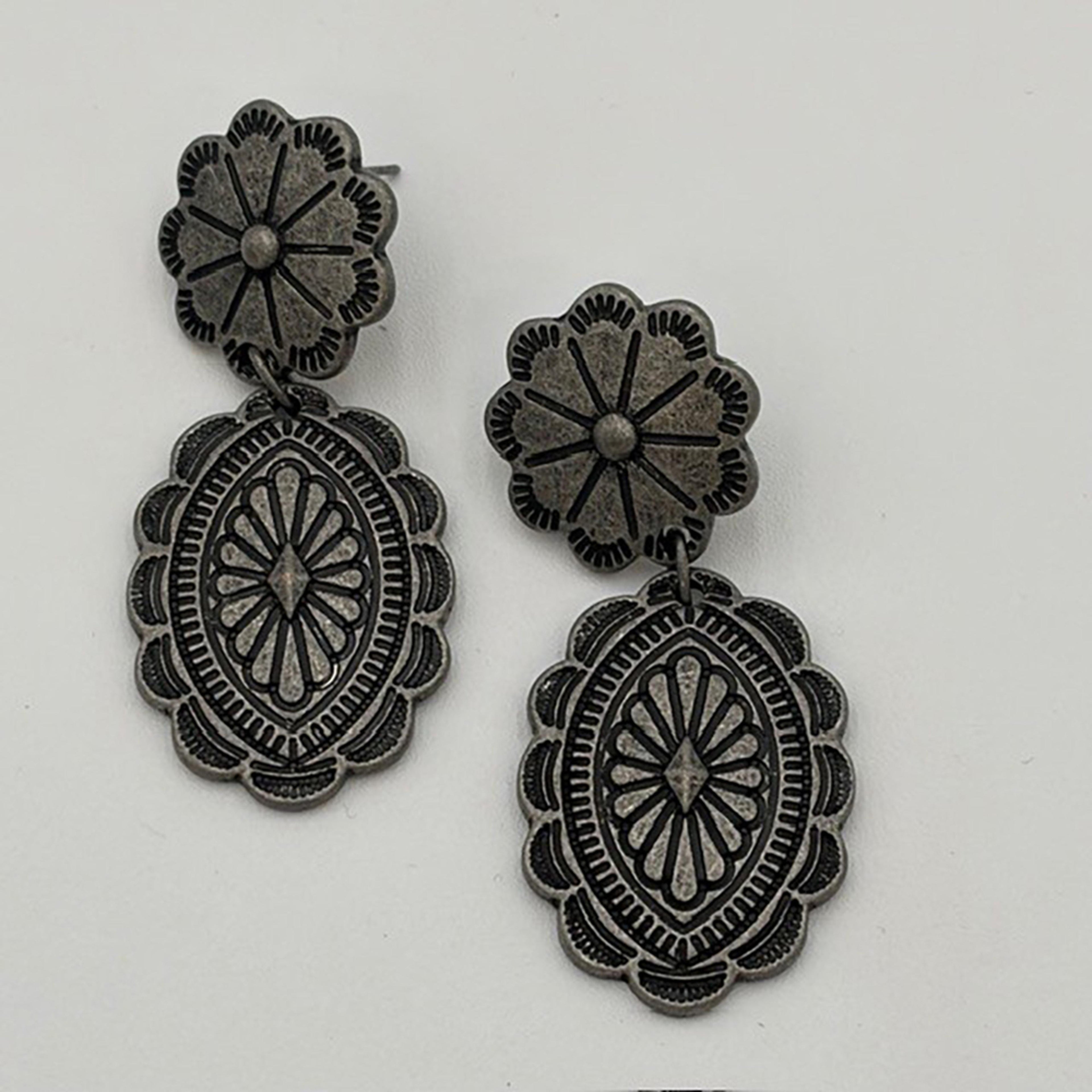 Legend or Lies Vintage Silver Double Concho Earrings