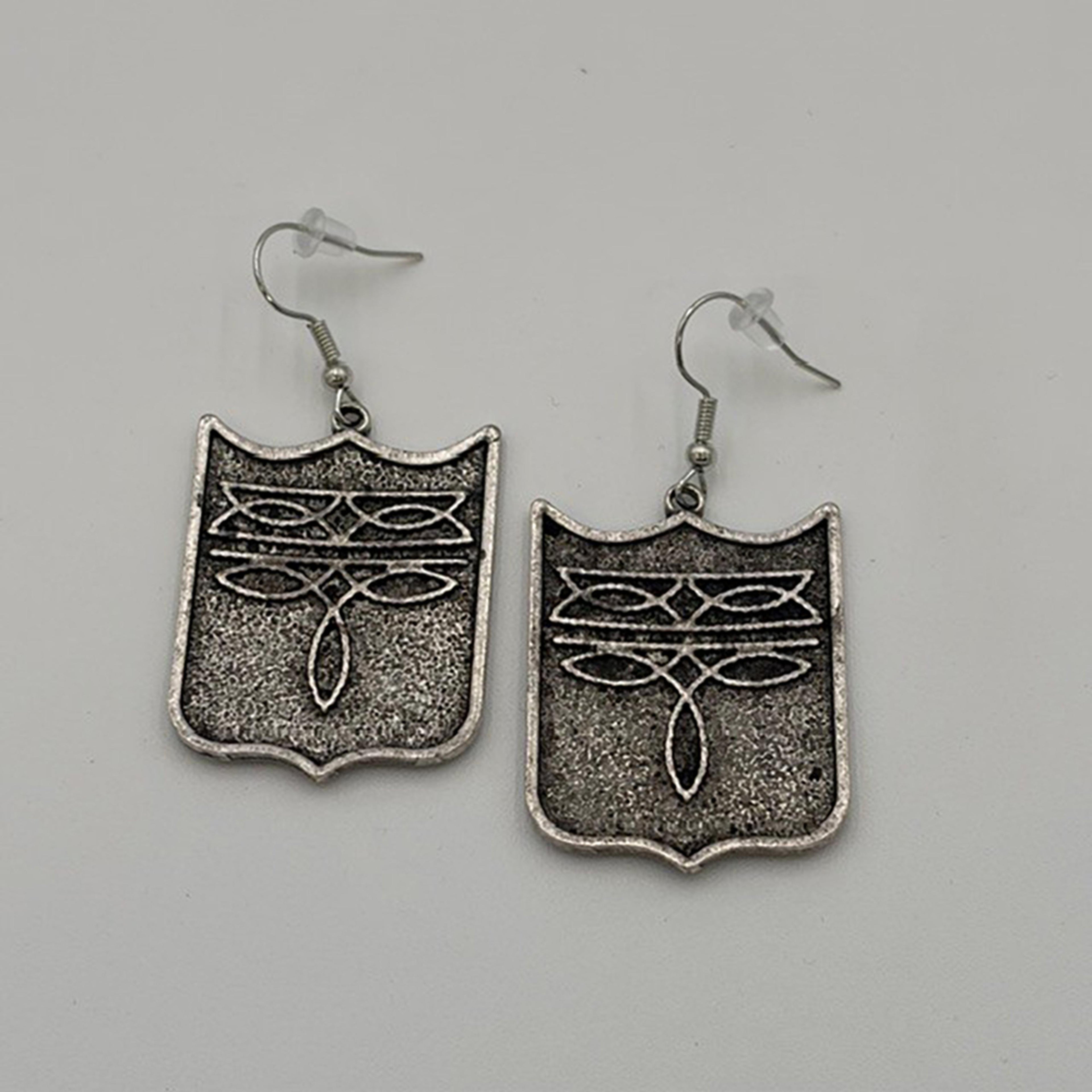 Legend or Lies Vintage Silver Boot Stitch 1.5' Earrings