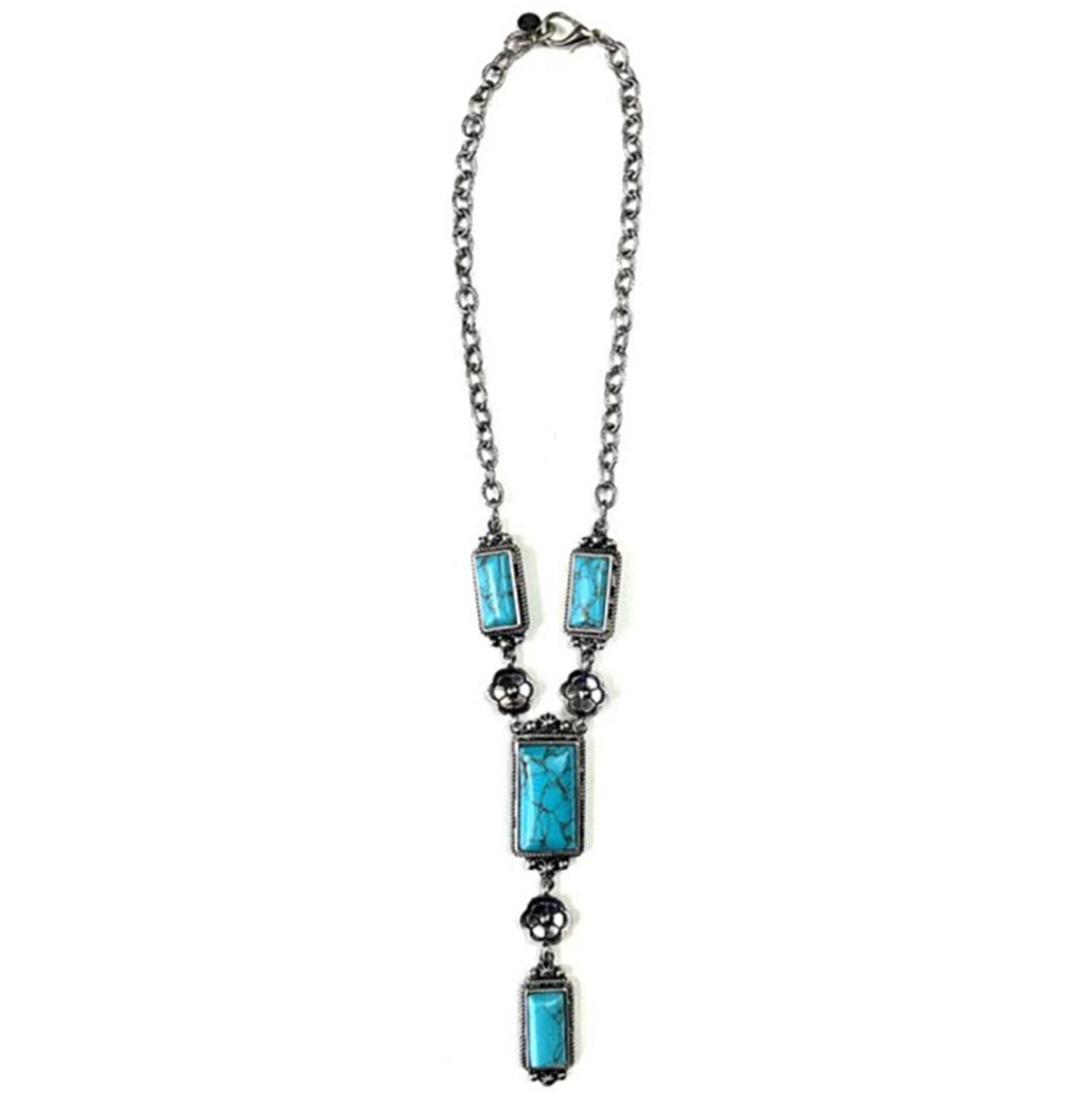 Legend or Lies Beveled Turquoise Rectangle Necklace
