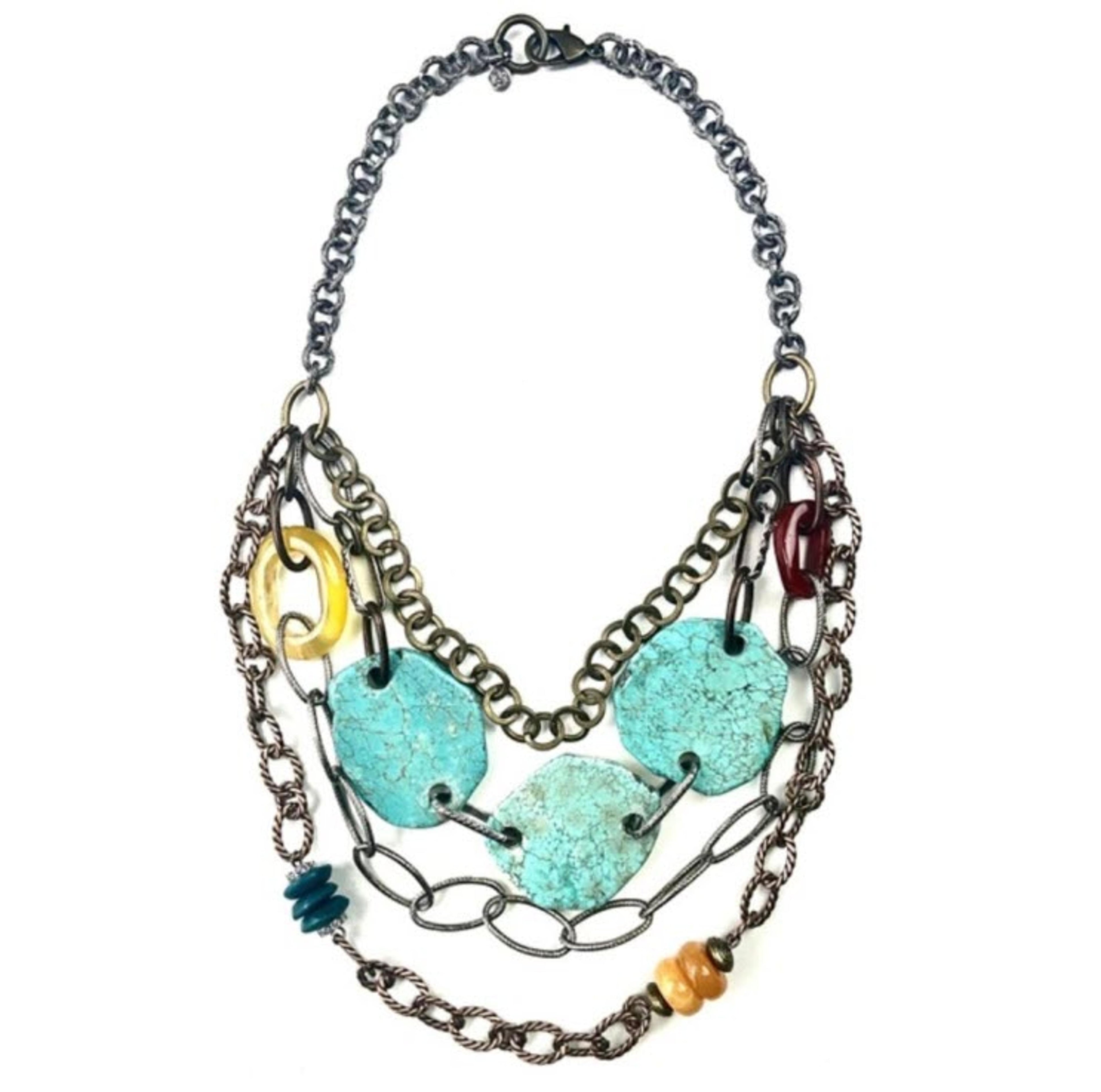 Legend or Lies Multi Strand Chains, Slabs & Beads Necklace