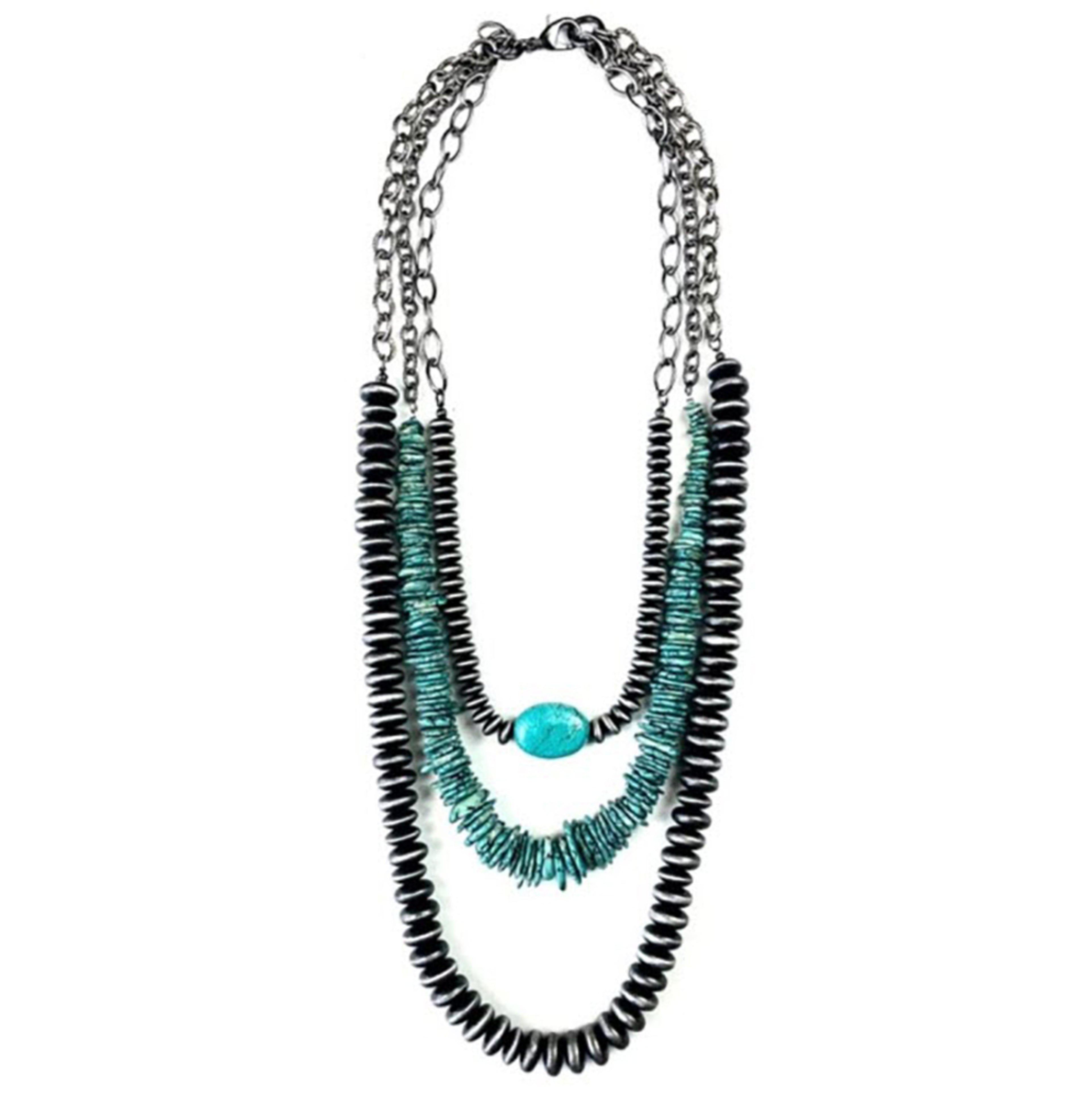 Legend or Lies Multi Strand Faux Navajo Pearl Necklace