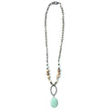 Legend or Lies Beaded, Chain, Oval and Stone Drop Necklace