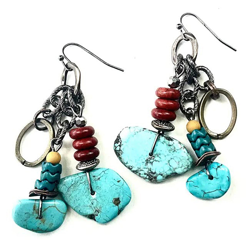 Legend or Lies Funky Triple Dangles with Links & Nuggets Earrings