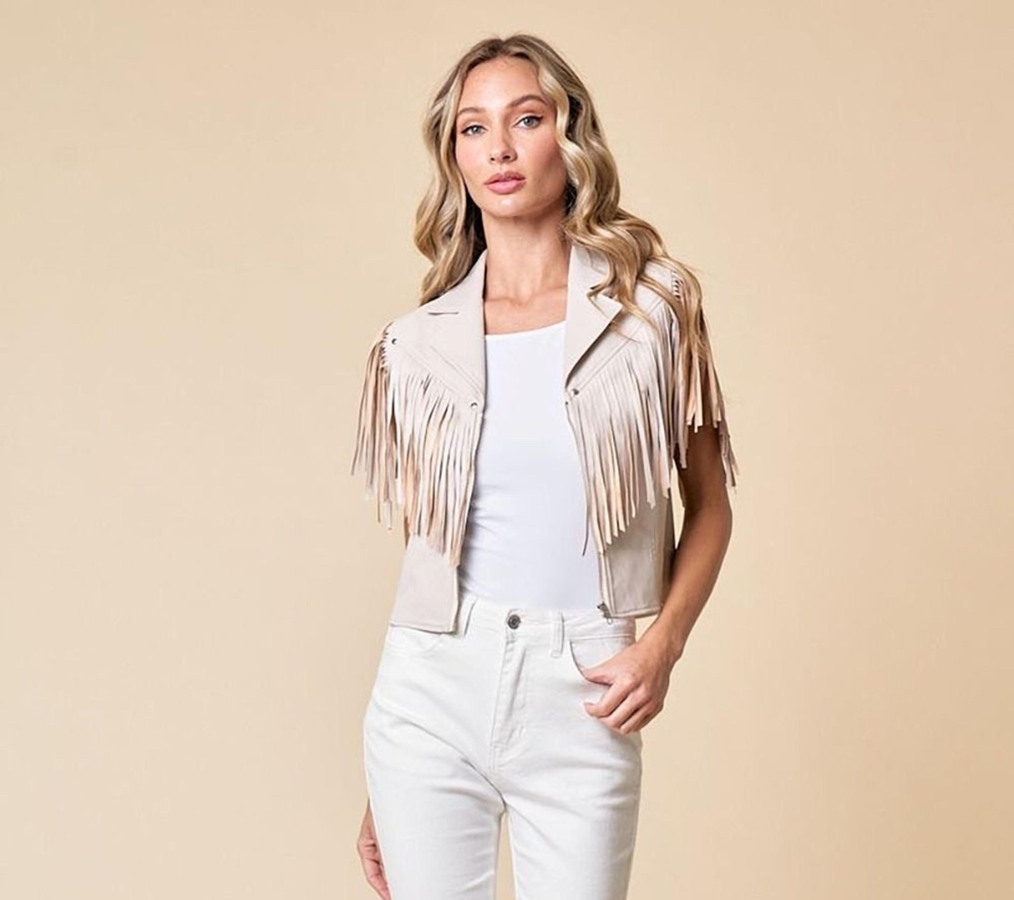 Legend or Lies Fringed Faux Leather Motor Vest for Women