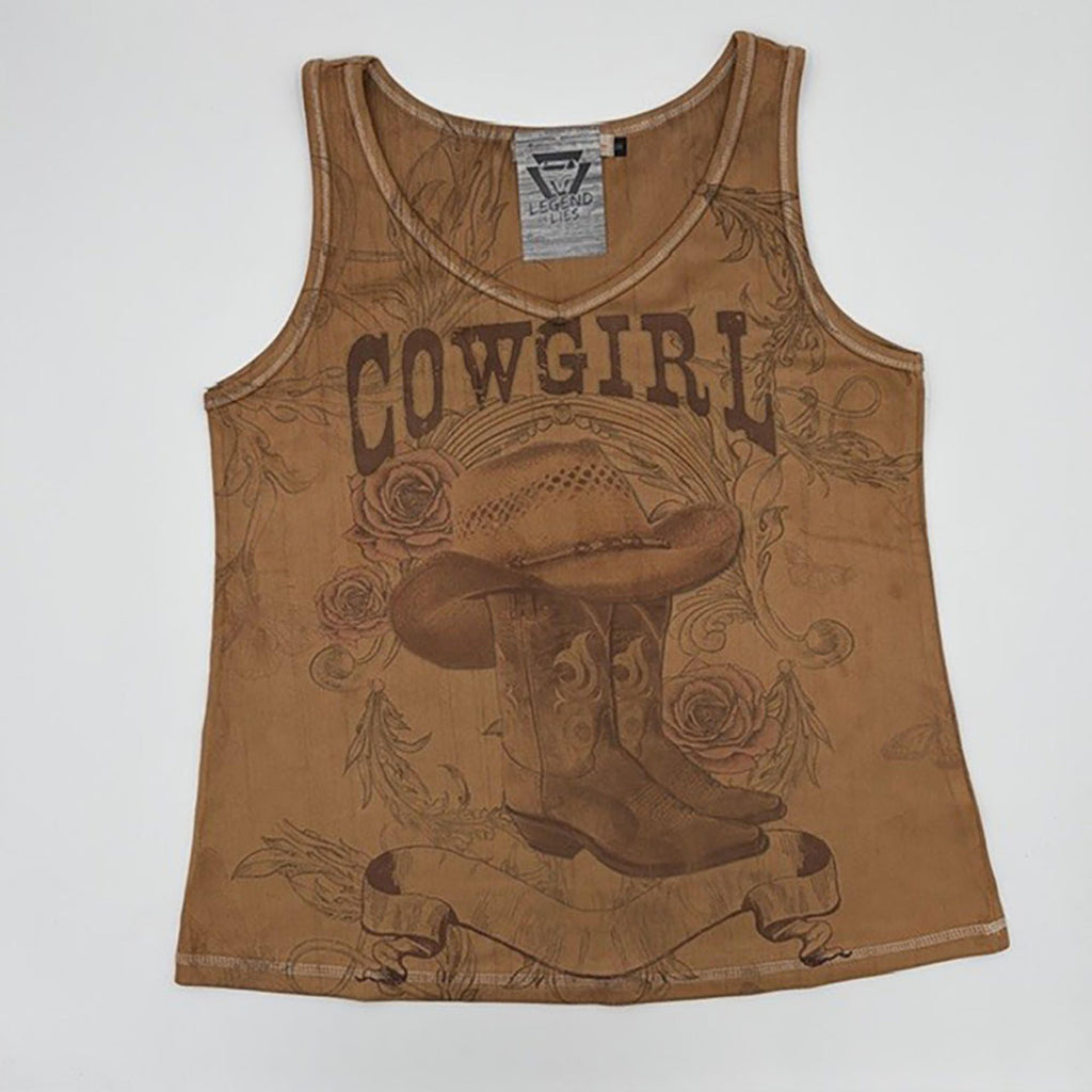 Legend or Lies Faux Suede Womens Tank Top Two Design Option