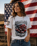 Legend or Lies Womens Patriotic USA 1776 Rose T-Shirt