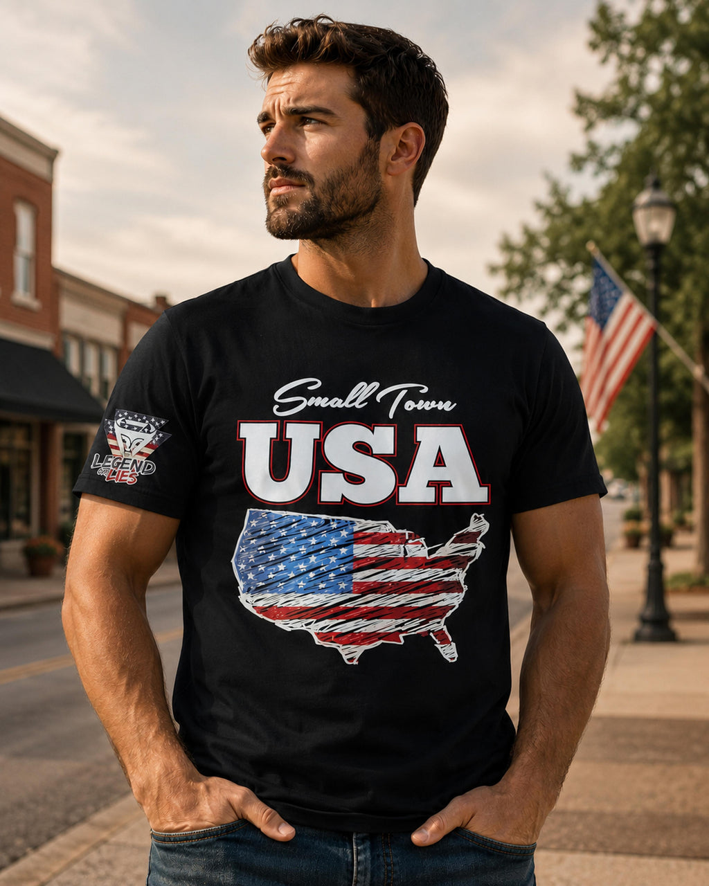 Legend or Lies Small Town USA Unisex Fit T-Shirt Black