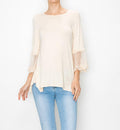 Legend or Lies Womens Beige Lace Long Sleeve Top