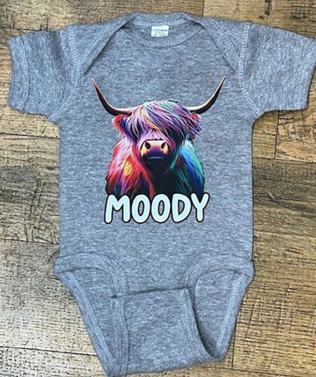 Legend or Lies Moody Colorful Highland Cow Infant Bodysuit