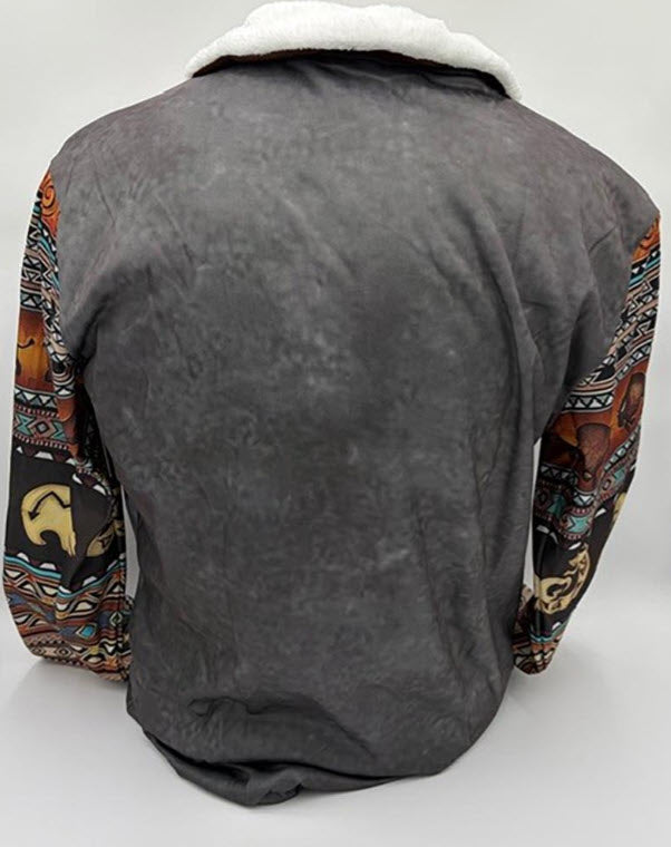 Legend or Lies 1/4-Zip Aztec Sleeve Sherpa Collar Sweatshirt