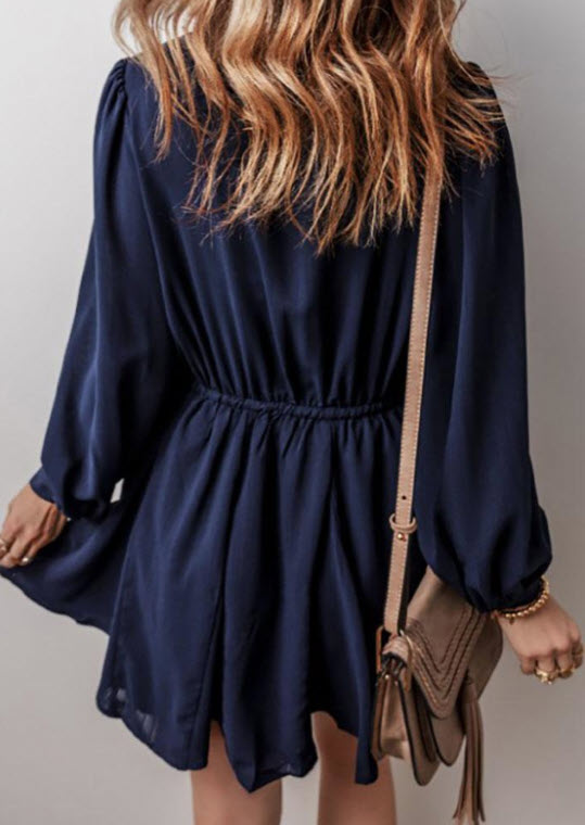 Legend or Lies Solid Chest Pockets Tunic Shirt Mini Dress