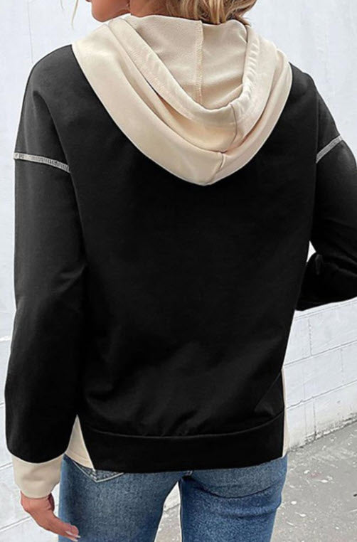 Legend or Lies Contrast Seam Color Block Hooded Sweatshirt