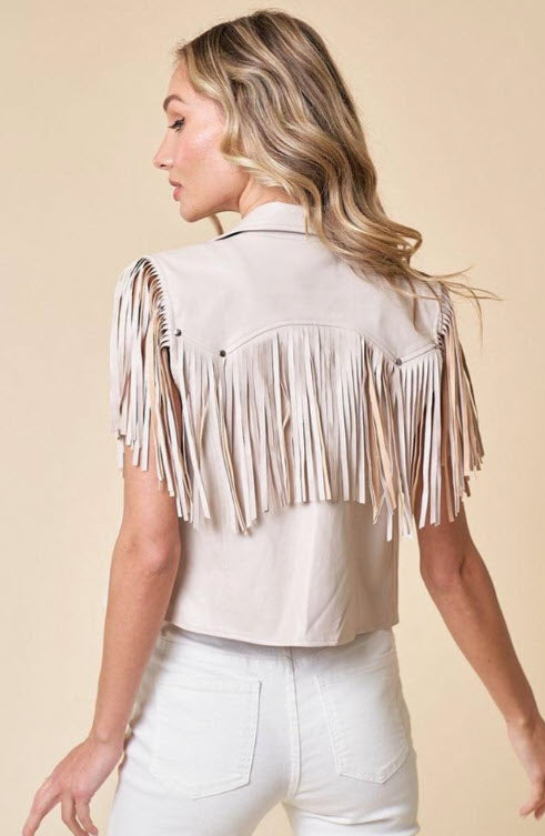 Legend or Lies Fringed Faux Leather Motor Vest for Women