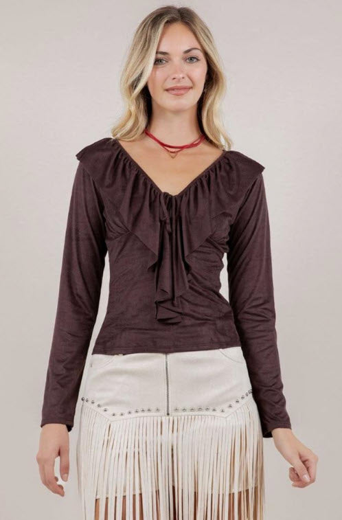 Legend or Lies Women’s Ruffle Detail Long Sleeve Top