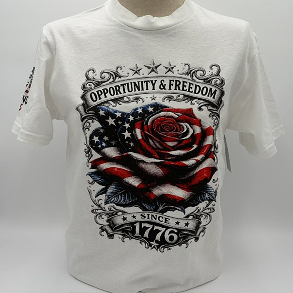 Legend or Lies Womens Patriotic USA 1776 Rose T-Shirt