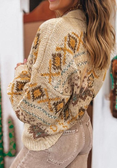 Legend or Lies Western Pattern Knit Button Cardigan Sweater