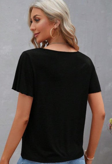 Legend or Lies Crisscross V Neck Butterfly Sleeve Top