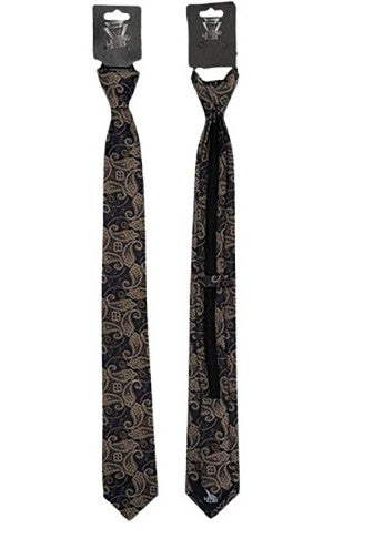 Legend or Lies Mens Paisley Slim Corbata Zipper Necktie