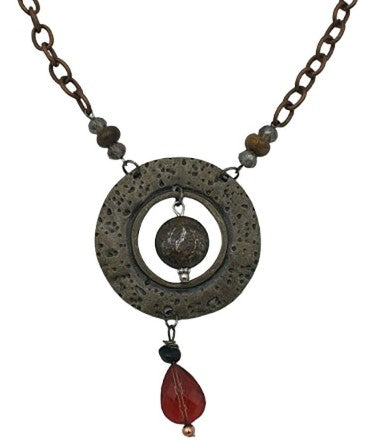 Legend or Lies Mixed Metals Open Disc Drop Pendant Necklace