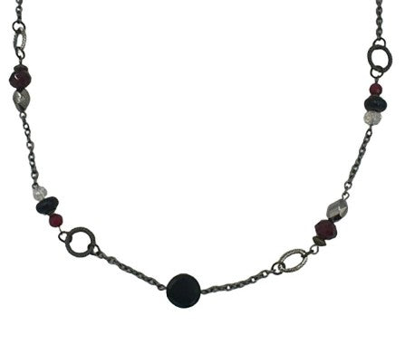 Legend or Lies Mixed Beads Black & Burgundy Necklace