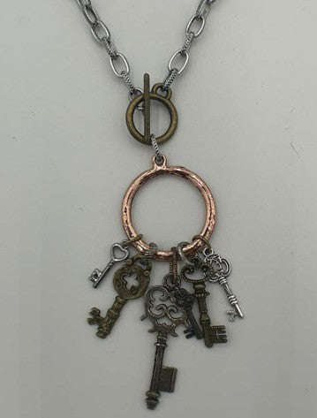 Legend or Lies Keys to the World Mixed Metal Necklace