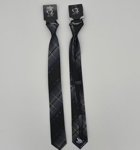 Modern Plaid Lurex 2.5' Slim Corbata Zipper Jacquard Necktie