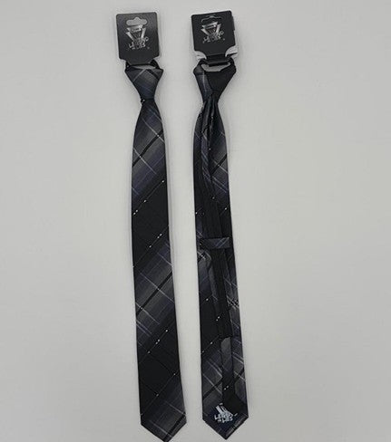 Modern Plaid Lurex 2.5' Slim Corbata Zipper Jacquard Necktie