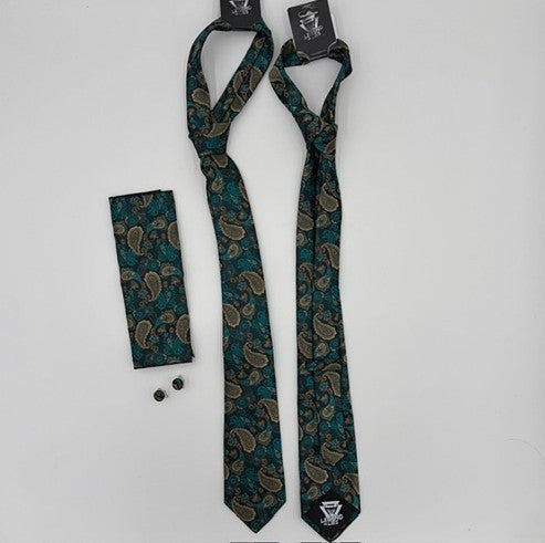 Microfiber Masonic Necktie Paisley Set with Cufflinks